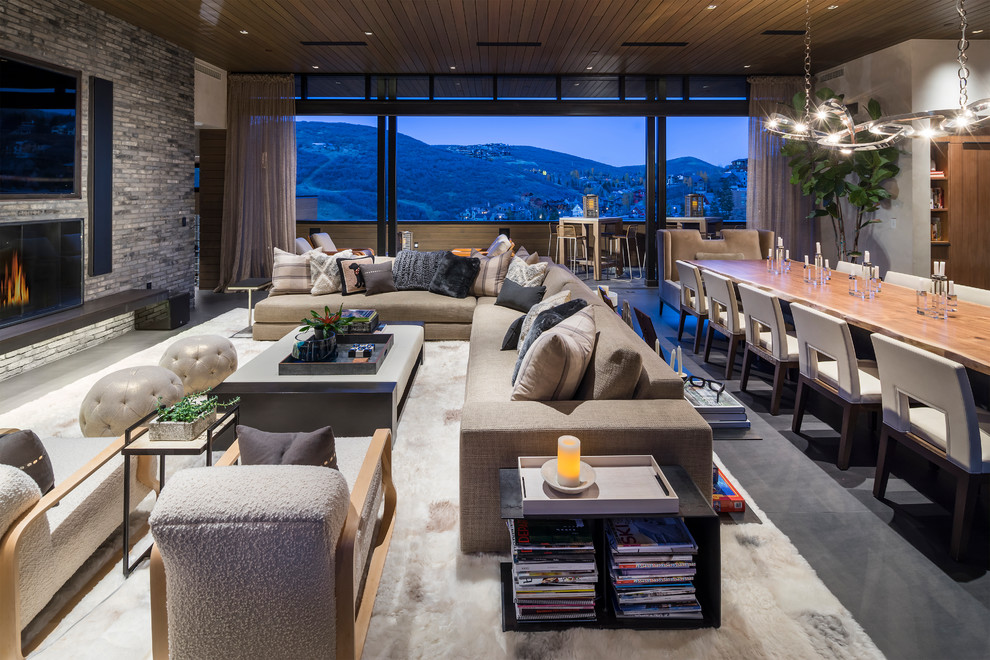 Huge trendy living room photo in Salt Lake City
