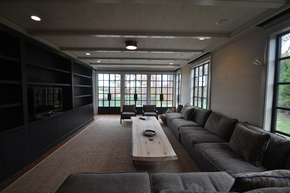 This is an example of a modern living room in Boston.