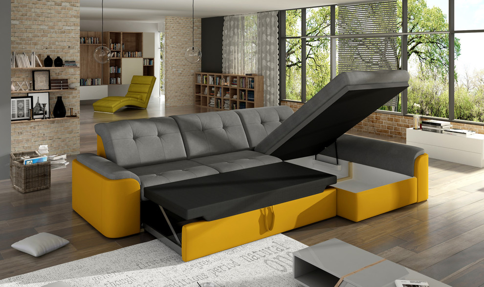 European sectional sleeper sofa CALAVA MINI Modern Living Room Chicago by Eqsalon