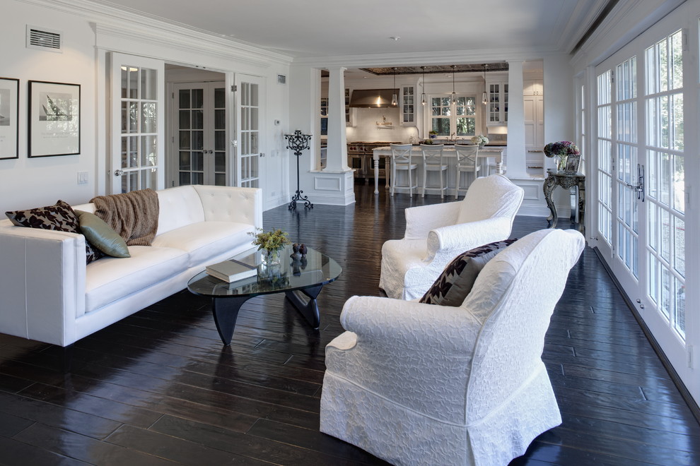 Living room - large traditional living room idea in Chicago with white walls