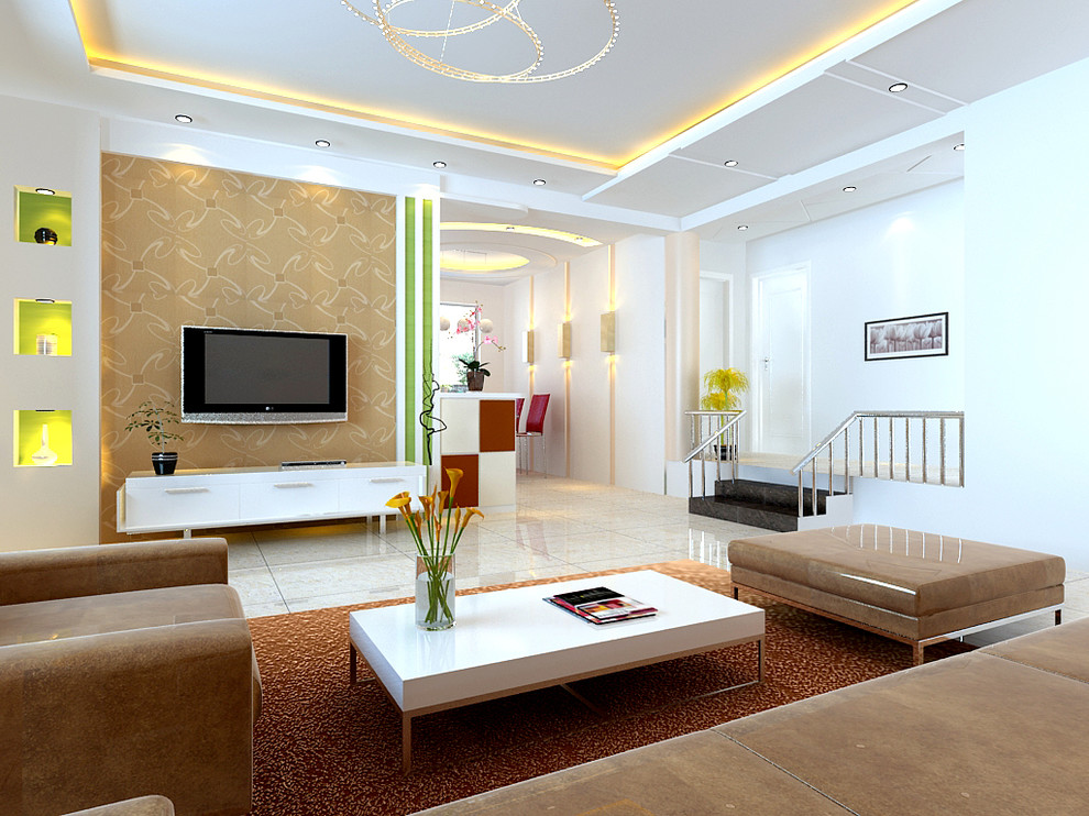 Esempio di un soggiorno moderno con pareti bianche