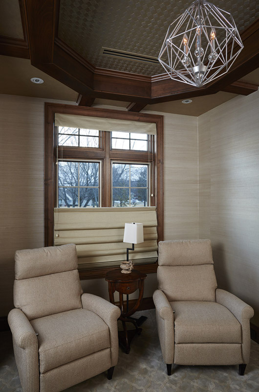 Example of a small classic formal and enclosed carpeted living room design in Minneapolis with beige walls