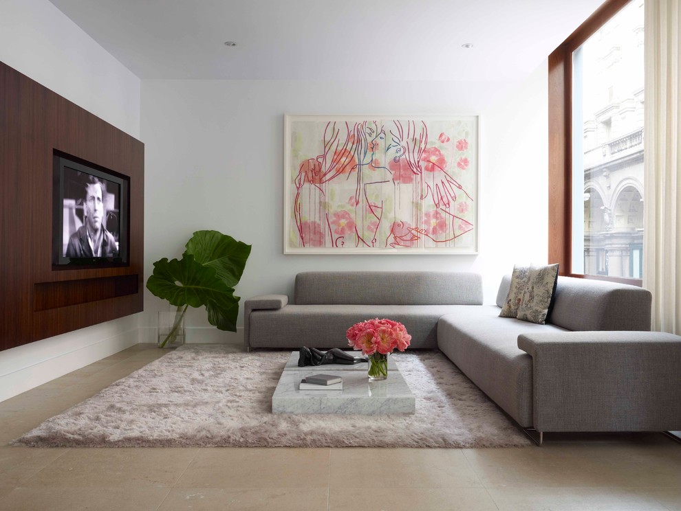 Inspiration for a contemporary living room remodel in New York