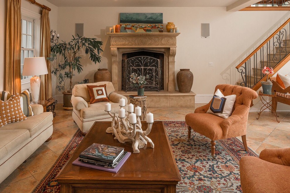 Expansive mediterranean living room in New York.