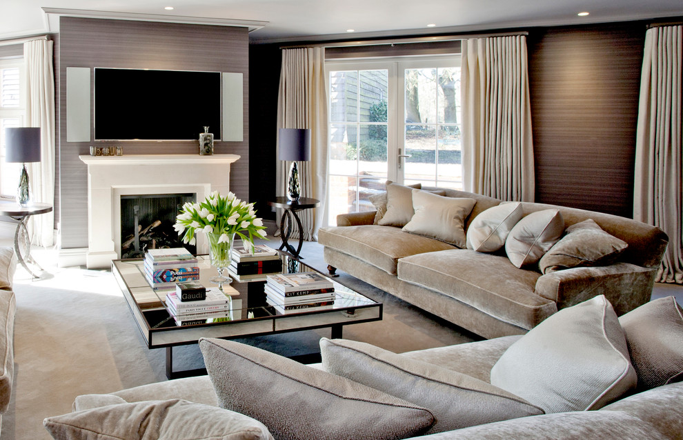 This is an example of a contemporary living room in Hampshire.
