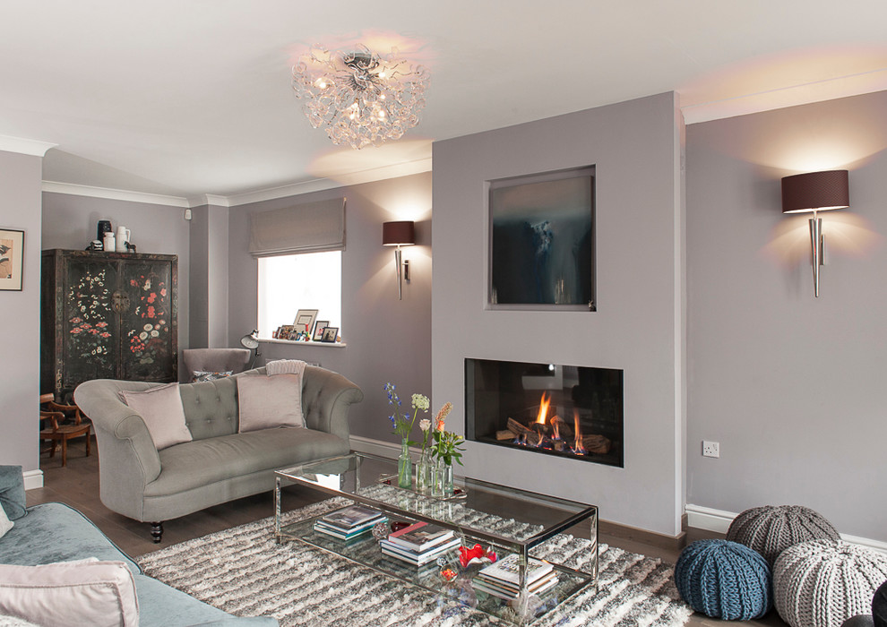 This is an example of a contemporary living room in Kent.