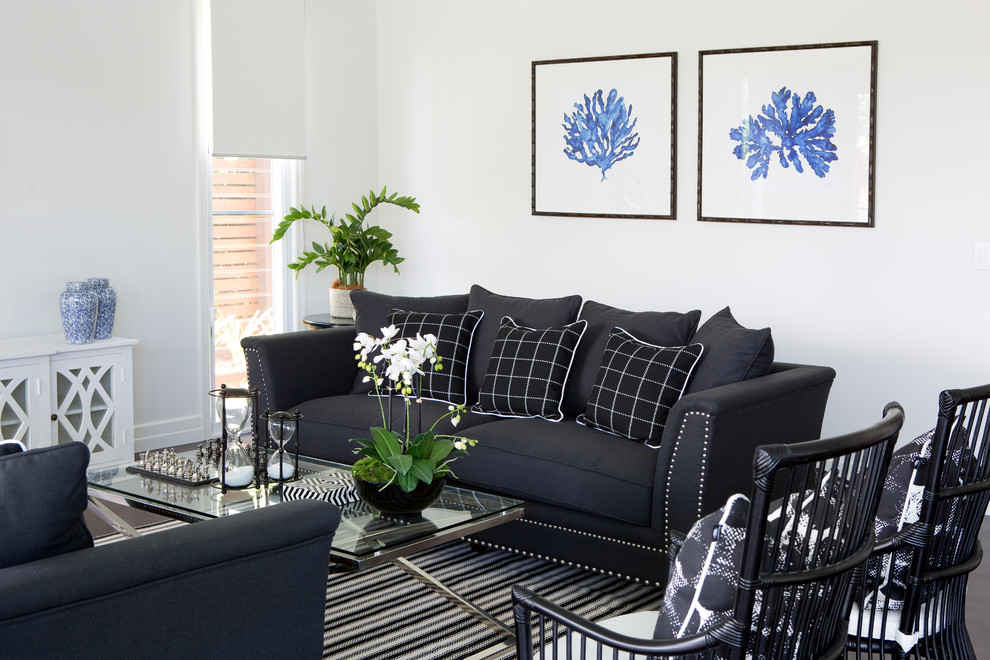 Example of a transitional living room design in Brisbane with no tv