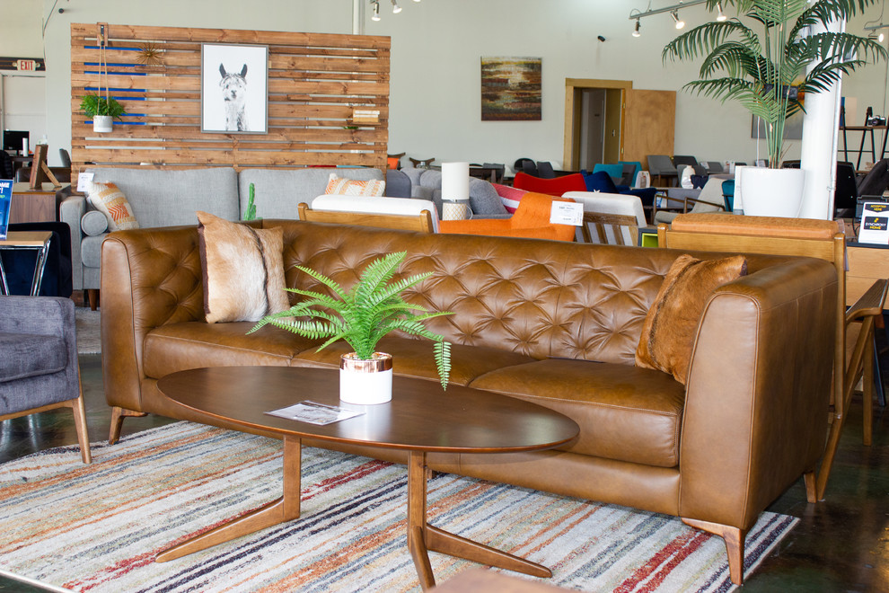 Fargo Chesterfield Leather Sofa Midcentury Living Room Houston By Ashcroft Imports Furniture Co Houzz