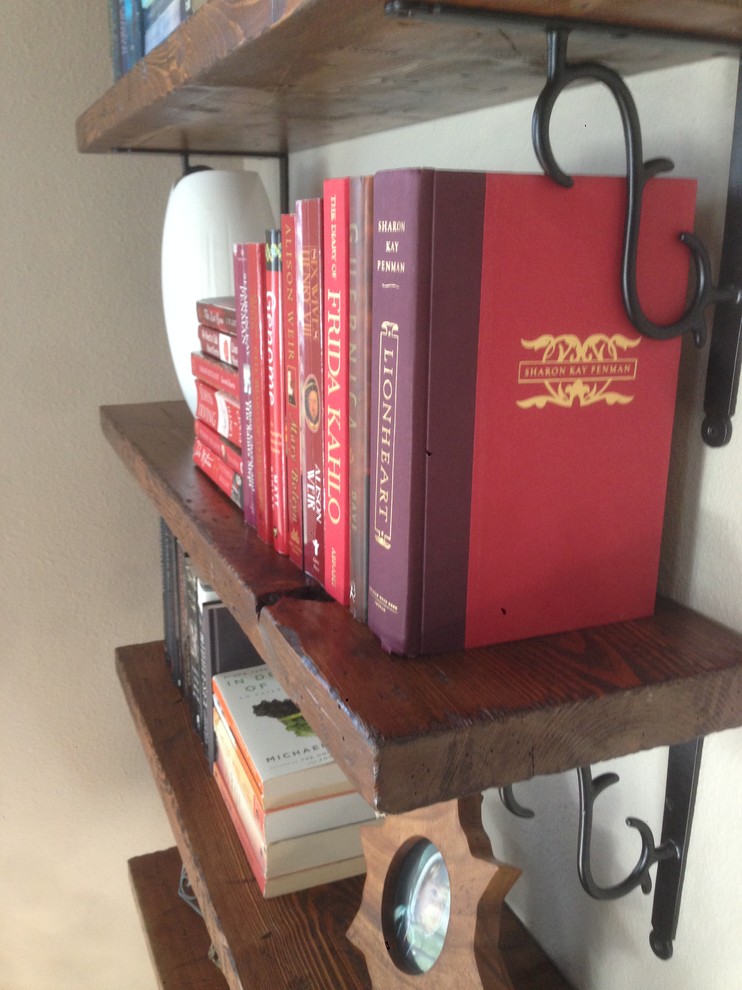 Faux Reclaimed Wood Shelves Rustic Living Room Seattle Houzz