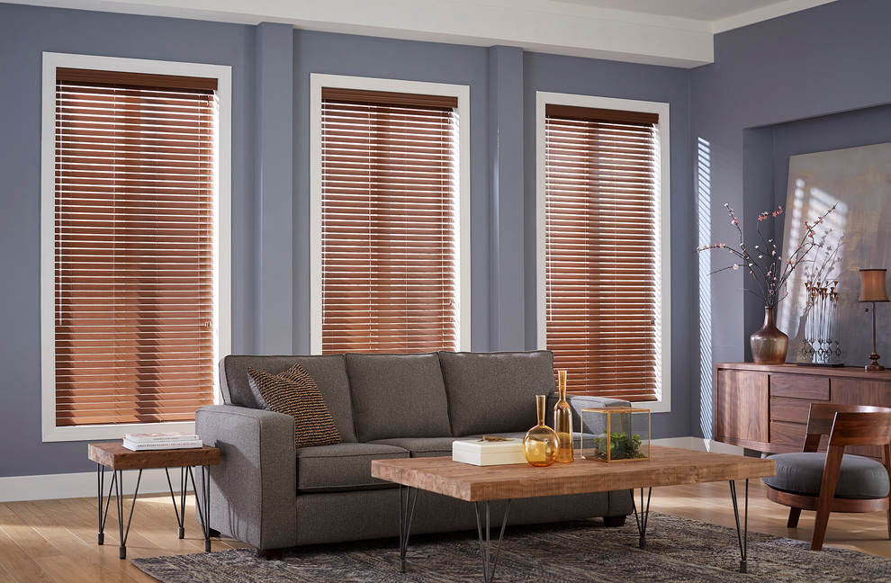Faux Wood Blinds In Living Room
