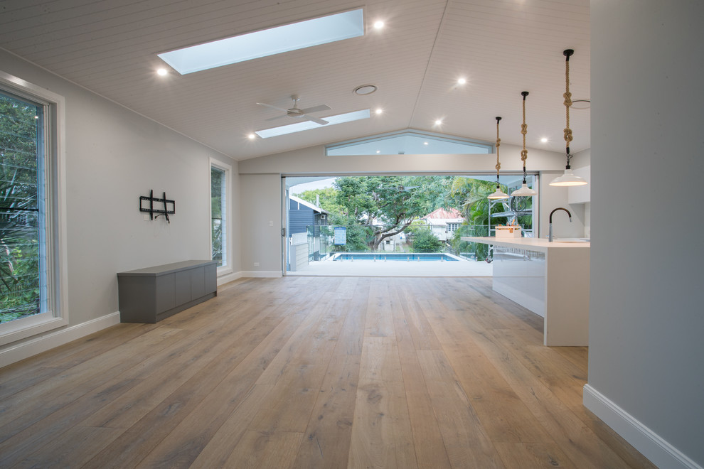 Inspiration for a large modern open concept living room remodel in Brisbane