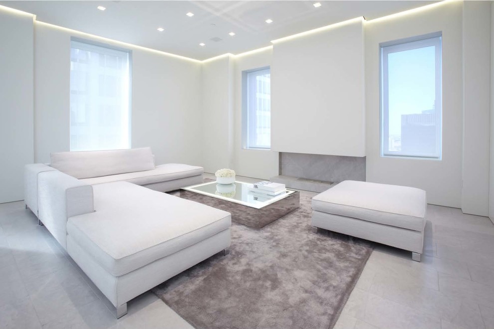 Idéer för funkis vardagsrum, med marmorgolv och grått golv