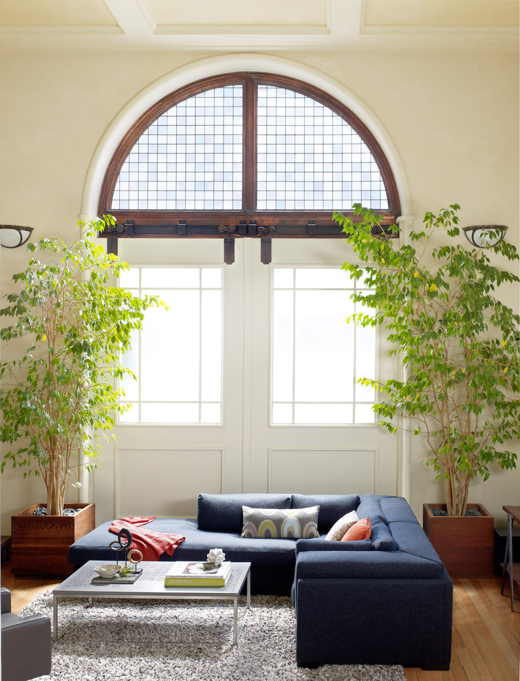 Living room - eclectic light wood floor living room idea in San Francisco