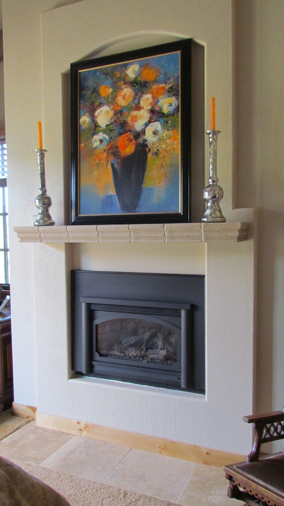 Example of a tuscan living room design in Seattle