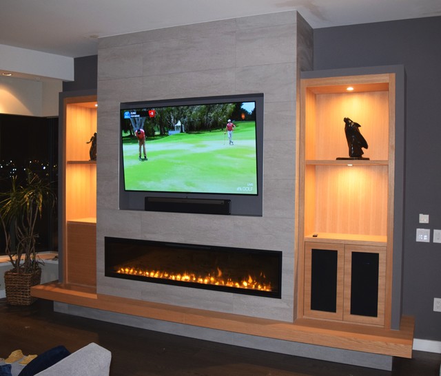 Fireplace And Tv Unit In Living Room Modern Vancouver By 21 Renovations Houzz Ie - Tv Fireplace Wall Unit Designs Ireland
