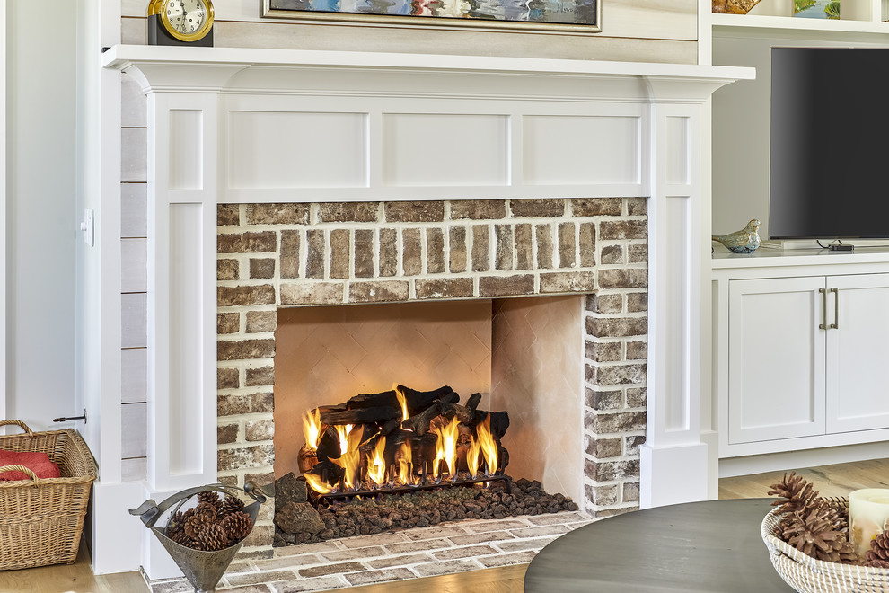 Fireplace Beach Style Living Room Charleston by Coastal