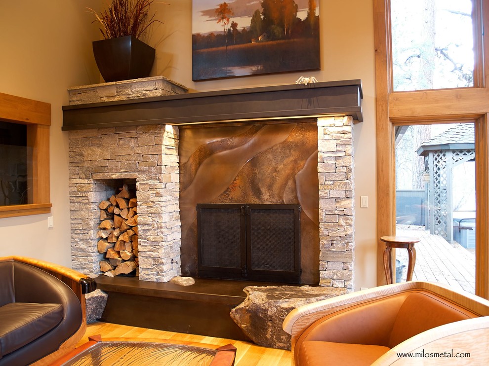 Fireplace surrounds Volcanic Stainless Steel Contemporary Living Room Portland by Milo