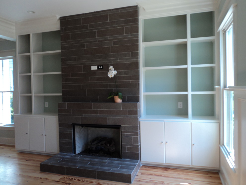 Fireplace Contemporary Living Room Charleston by Tile & Stone