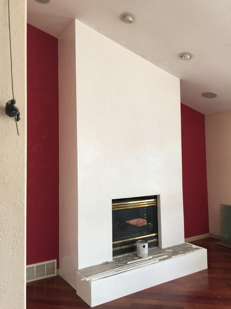 Fireplace Transformation with Plaster Modern Living Room
