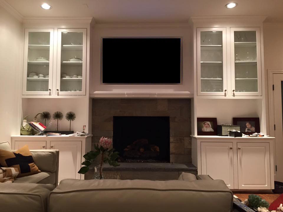 Fireplace TV Installation Transitional Living Room Dallas by