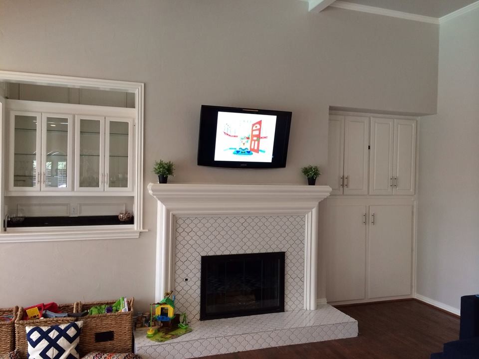 Fireplace TV Installation Transitional Living Room Dallas by