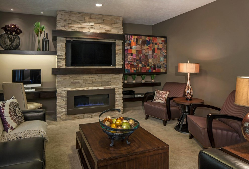 Fireplaces Contemporary Living Room Omaha by Claxton Fireplace