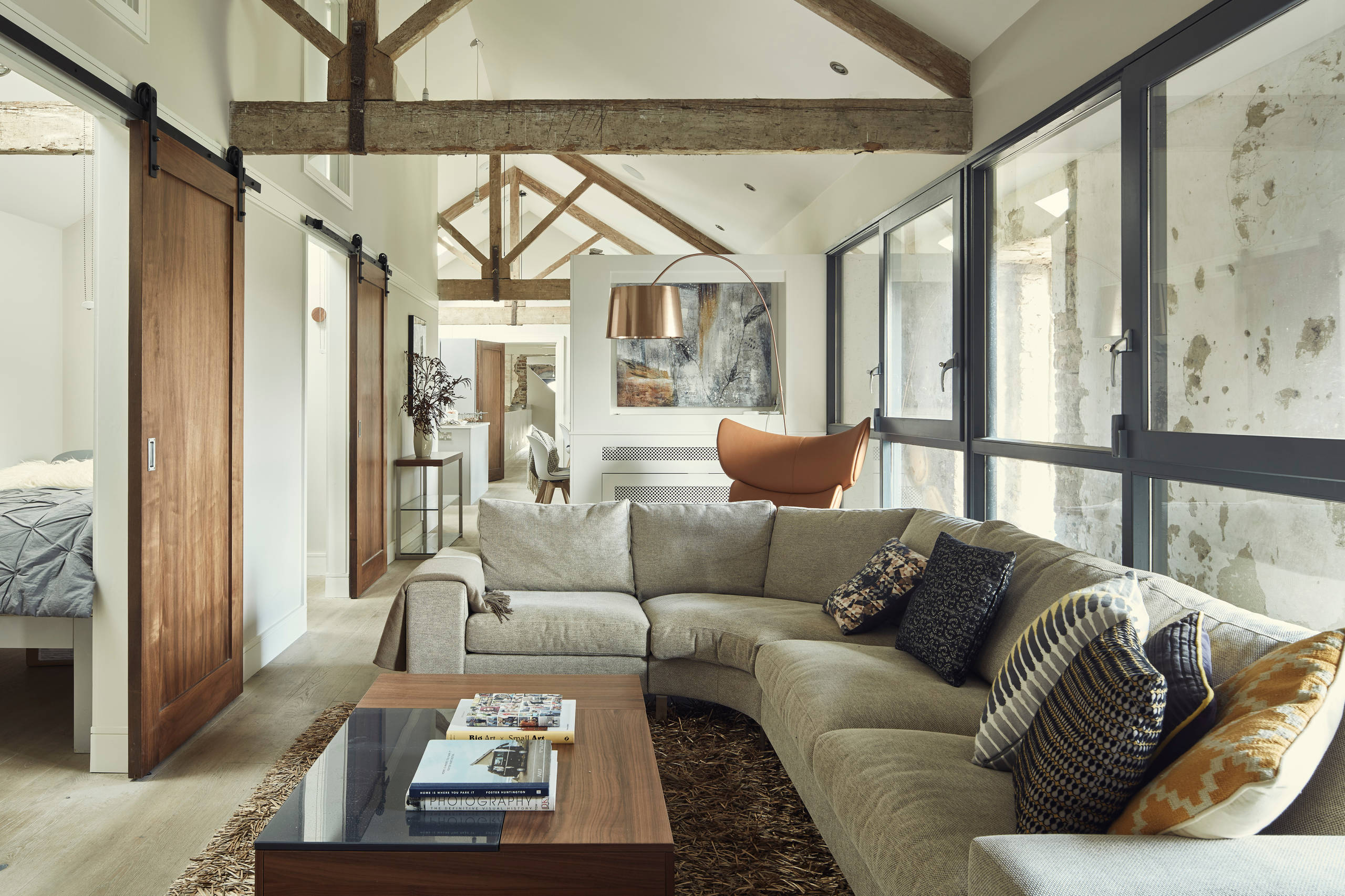 First floor living area with access to guest bedrooms of Coach House -  Industrial - Living Room - Other - by dhbArchitects ltd. | Houzz