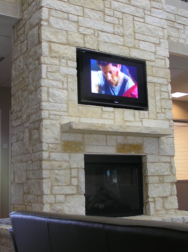 Flat Panel Installation Arts & Crafts Living Room Dallas by