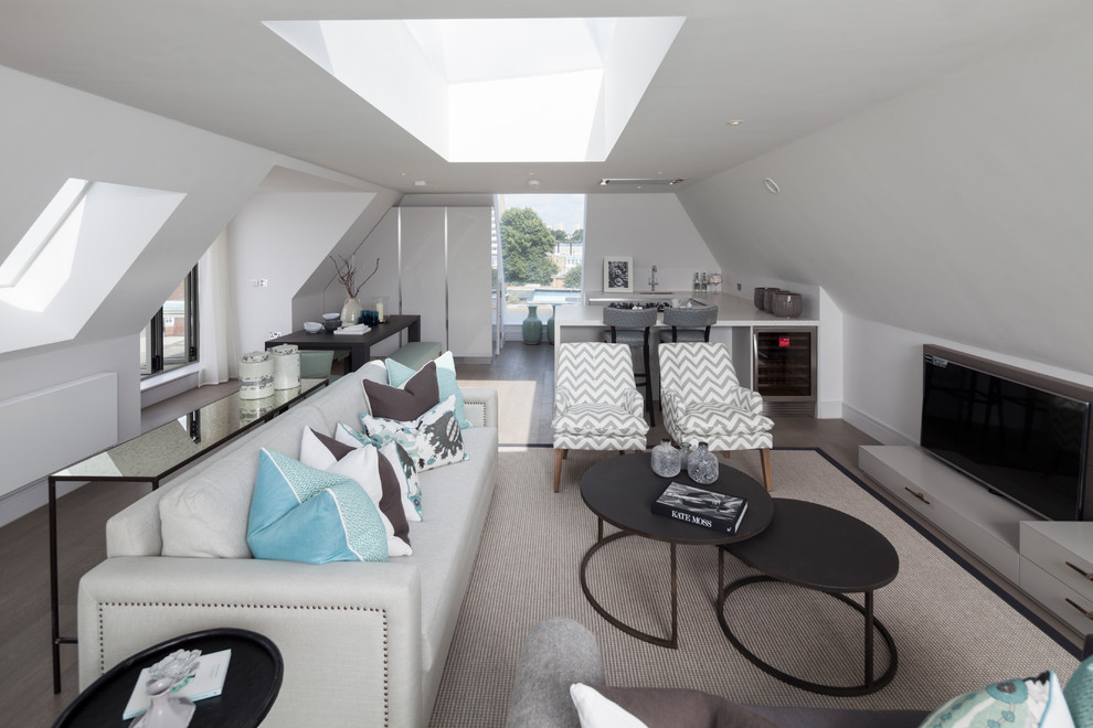 This is an example of a contemporary living room in Kent.