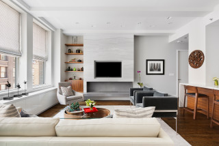 75 Wohnzimmer mit grauer Wandfarbe und Multimediawand Ideen & Bilder -  Januar 2024