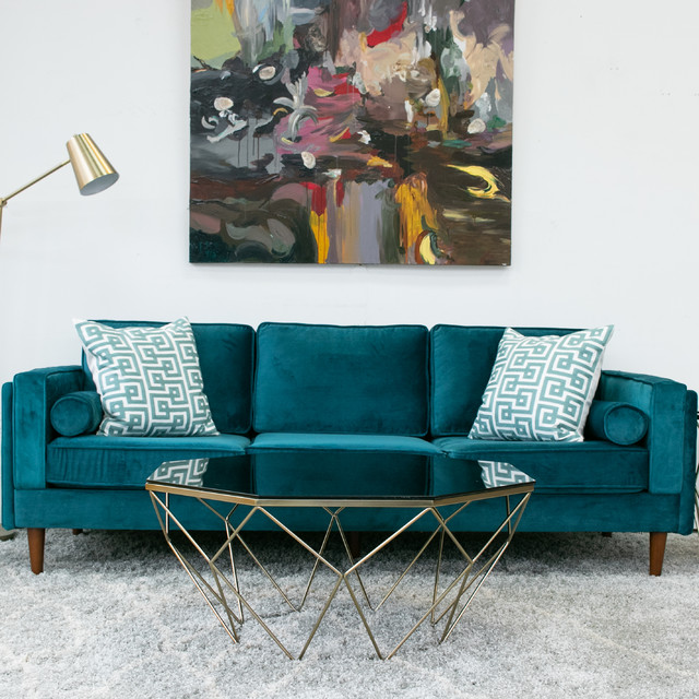 Fordham Emerald Green Velvet Sofa - Retro - Salón - Houston - de Ashcroft  Imports Furniture Co. | Houzz