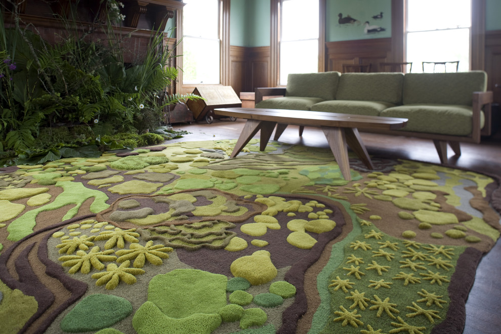 Inspiration for an eclectic dark wood floor living room remodel in Portland Maine