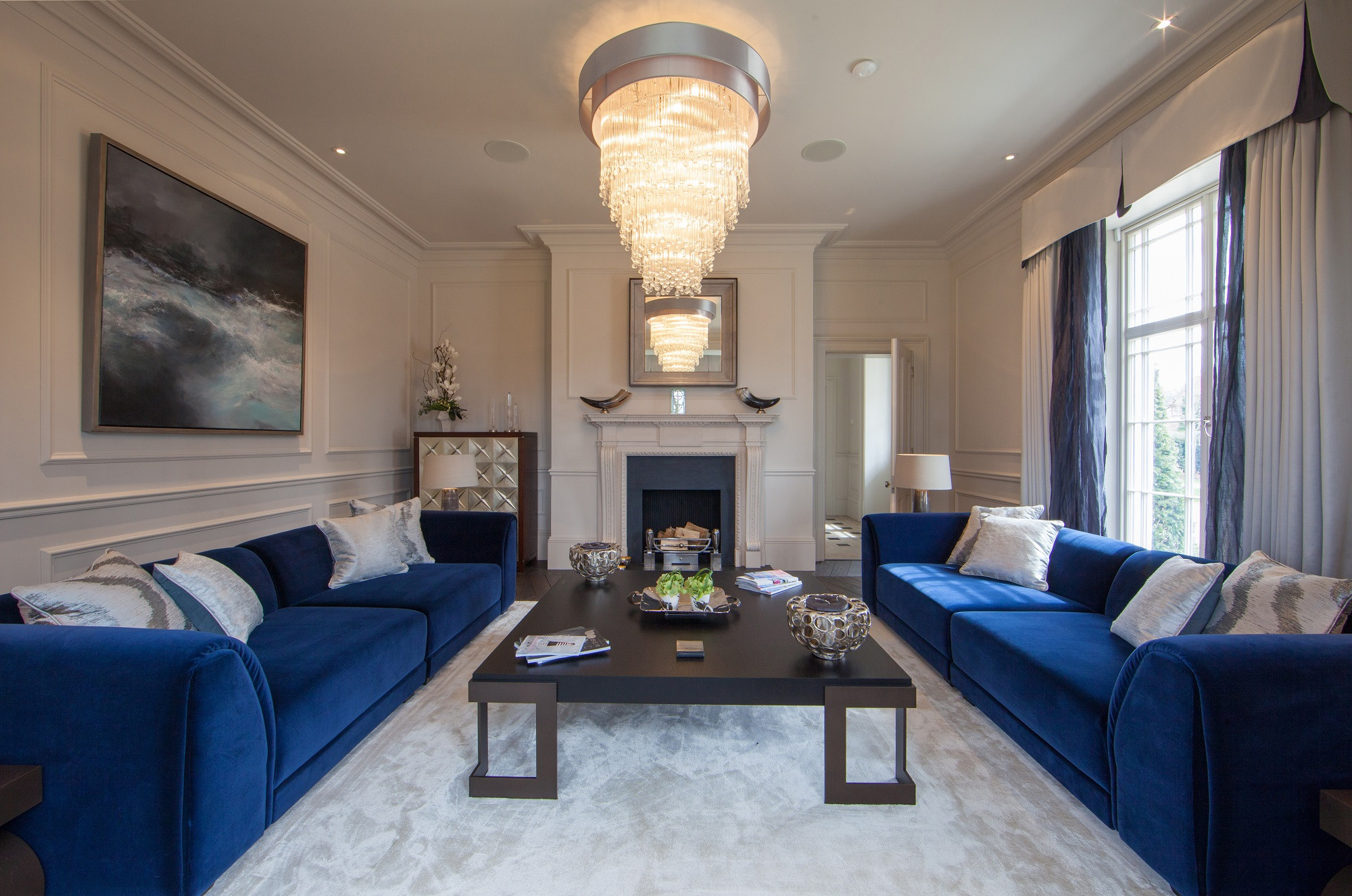 Formal sitting room with blue sofas and pale walls - Contemporary - Living  Room - Cheshire - by UBER Interiors | Houzz