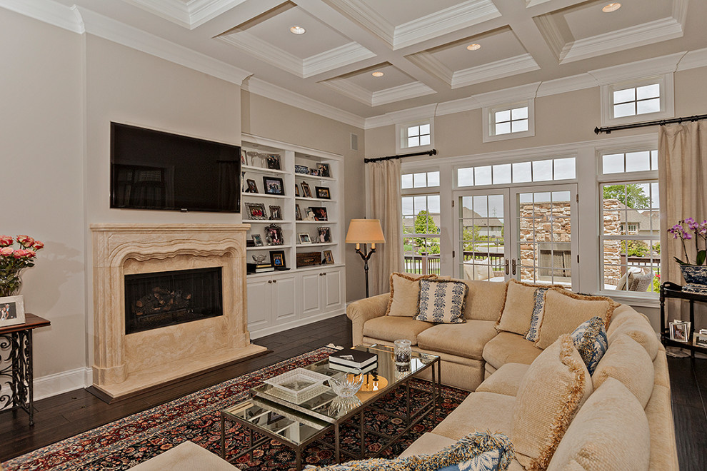 Formal White Coffered Ceiling - Traditional - Living Room - Cleveland ...
