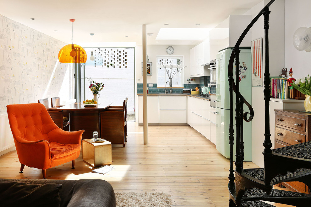 Design ideas for a medium sized retro living room in London.