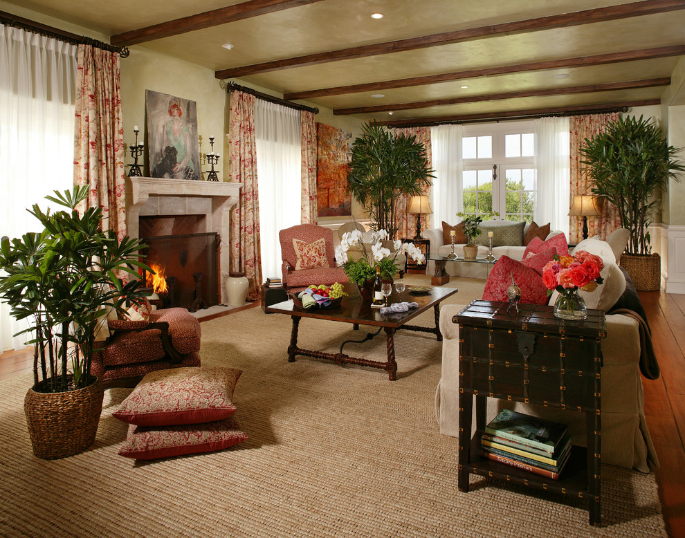 Inspiration for a tropical living room remodel in Santa Barbara