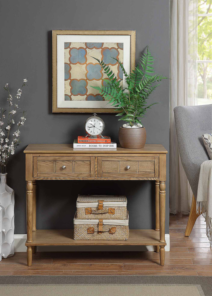 French Country Two Drawer Hall Table - Traditional - Living Room