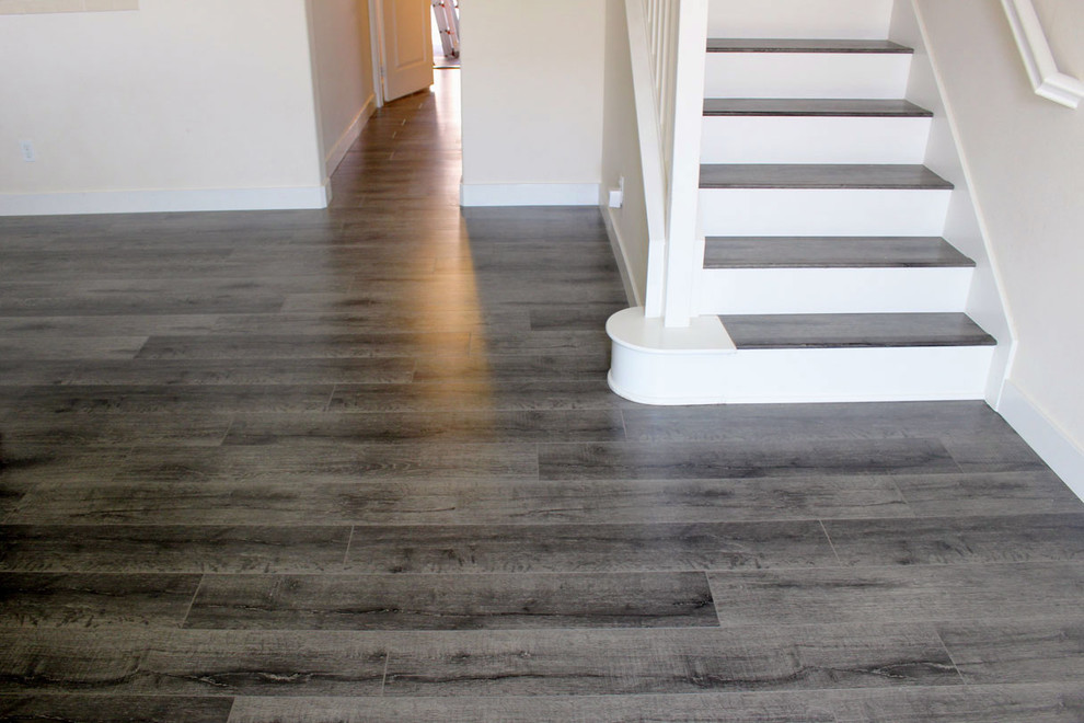 French Gray White Wash Laminate Floor Contemporary Living Room
