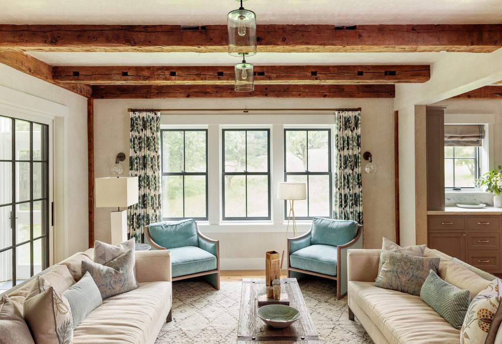 Photo of a farmhouse living room in Boston.
