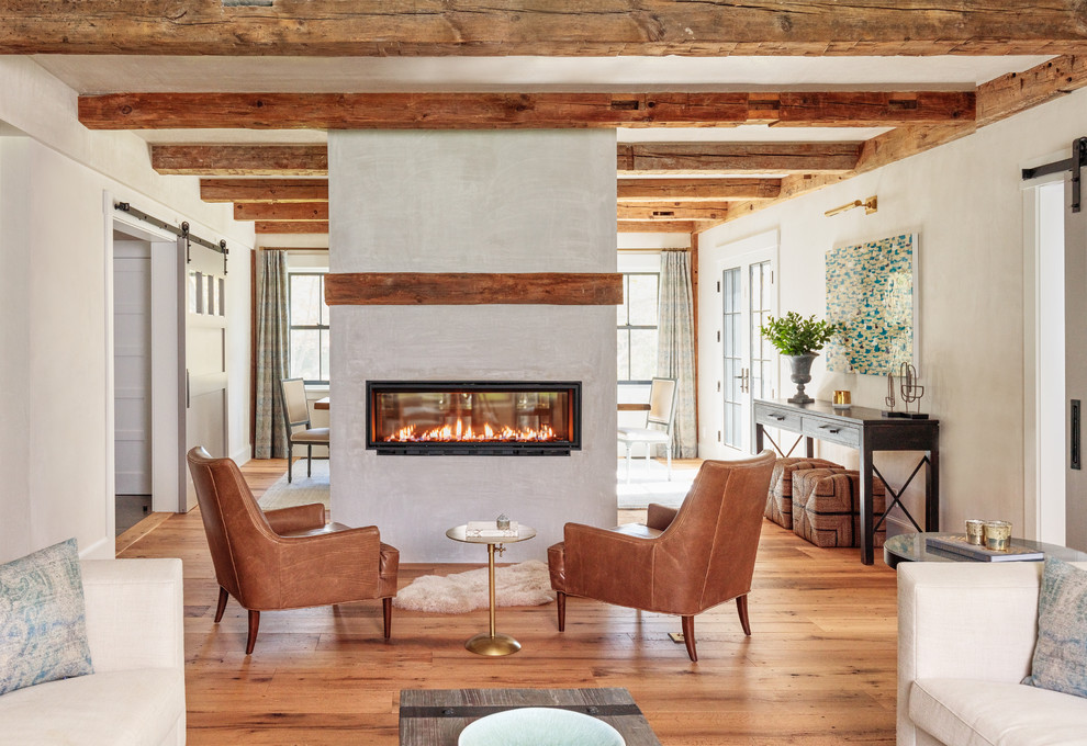 This is an example of a farmhouse living room in New York.