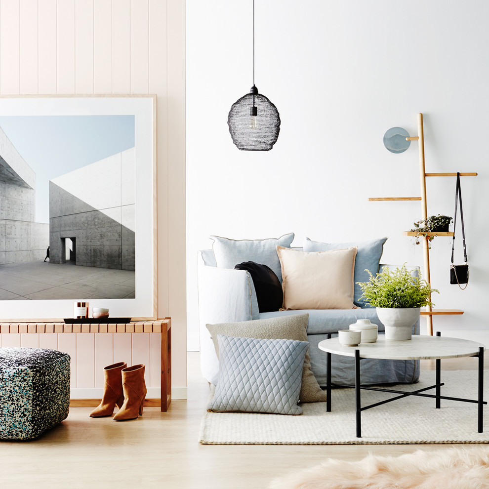 Inspiration for a scandinavian living room remodel in Melbourne