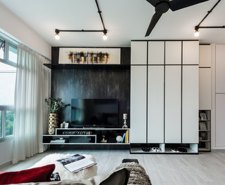 Full Height Built In Tv Console And Storage Industrial Living Room Singapore By A Rk Interior Design Pte Ltd Houzz