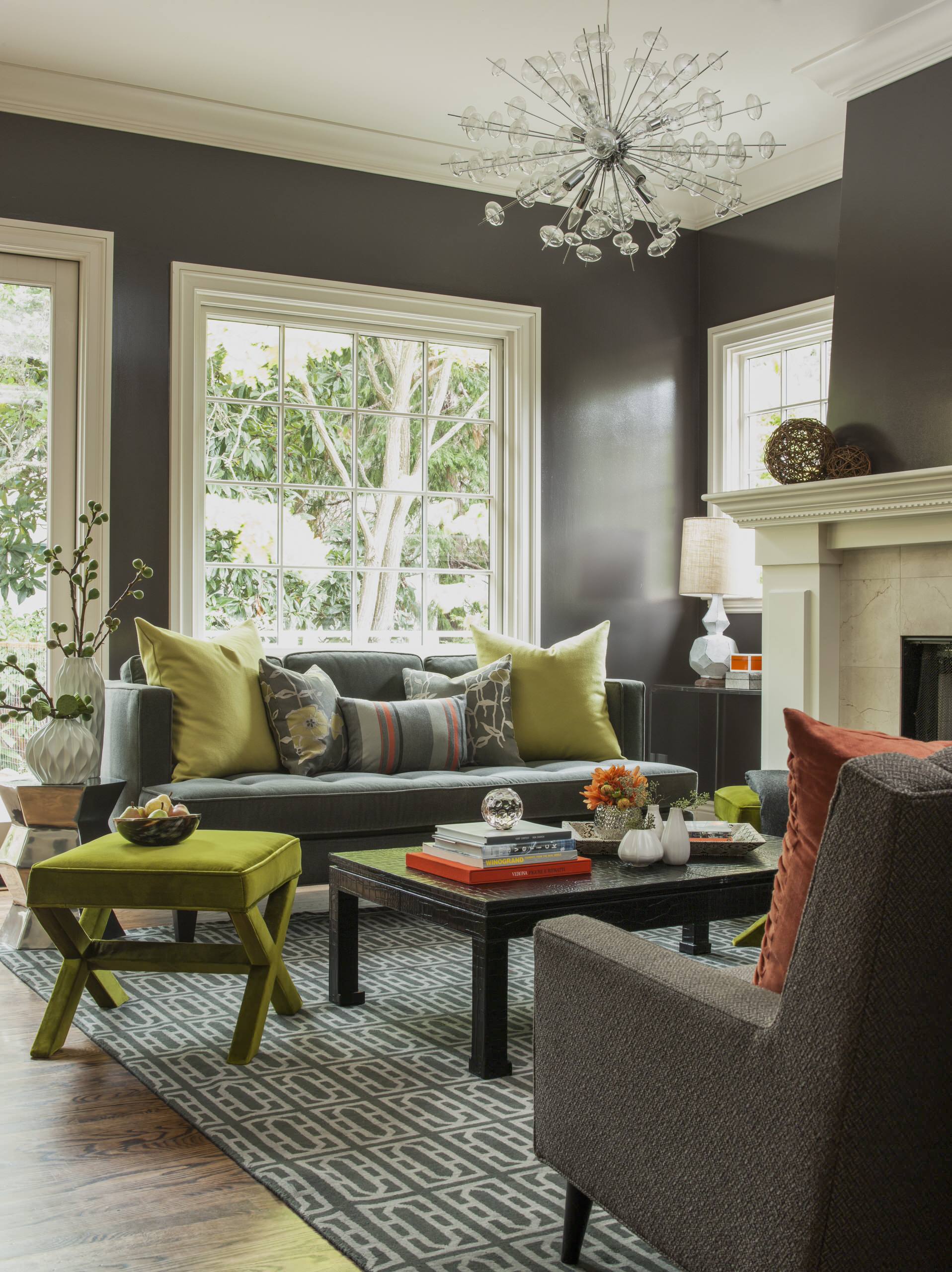 Navy Blue Lime Green Accents Living, Lime Green And Brown Living Room Ideas