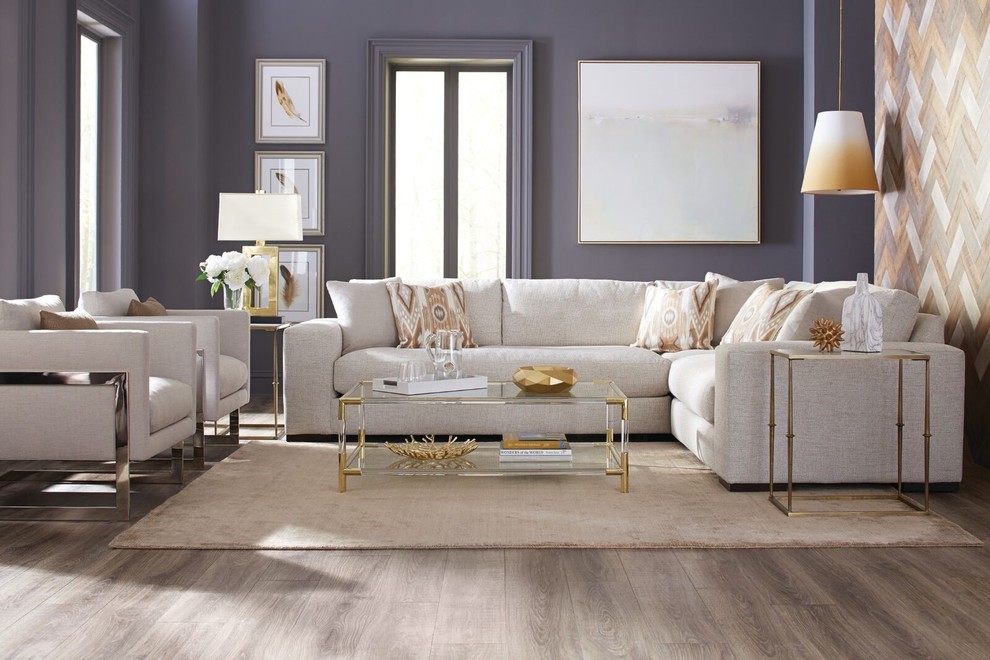 Inspiration for a medium sized traditional living room in Orange County with grey walls, medium hardwood flooring, no fireplace and no tv.
