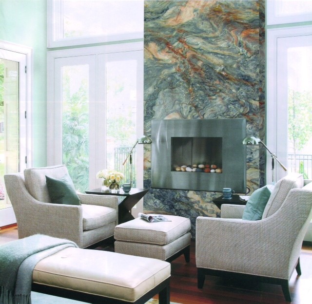 Fusion Quartzite Stone Fireplace Contemporary Living Room Perth