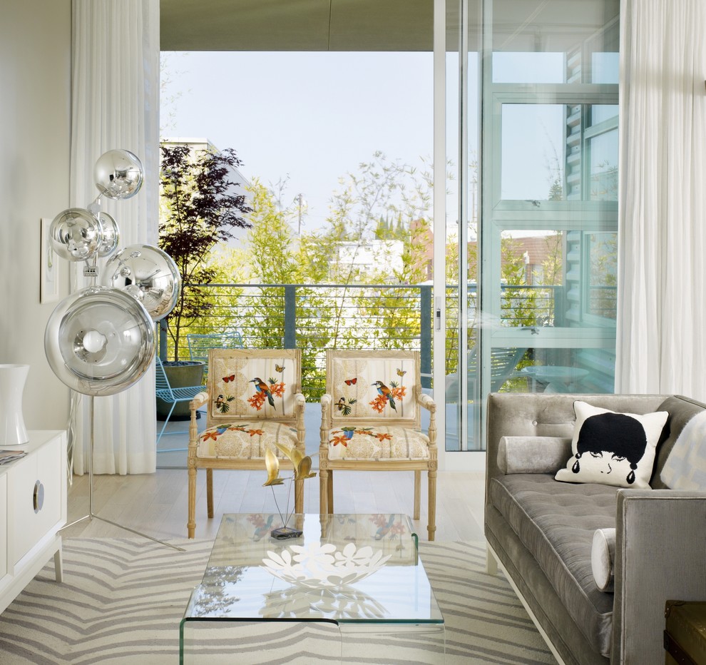 Mid-sized urban living room photo in Los Angeles