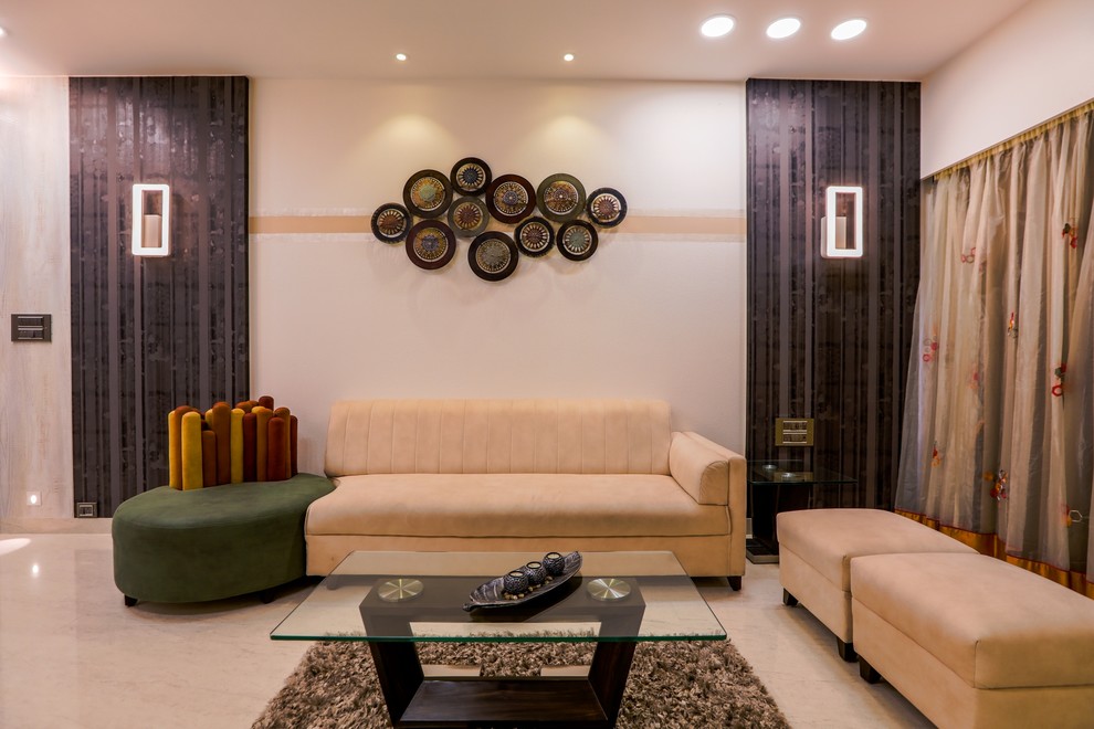 Design ideas for a contemporary living room in Mumbai.