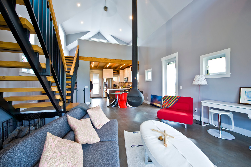 This is an example of a contemporary living room in Calgary.