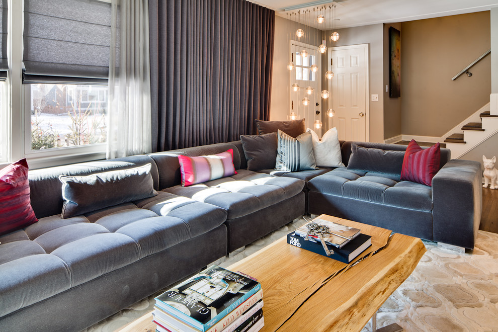 Living room - eclectic living room idea in Minneapolis with beige walls