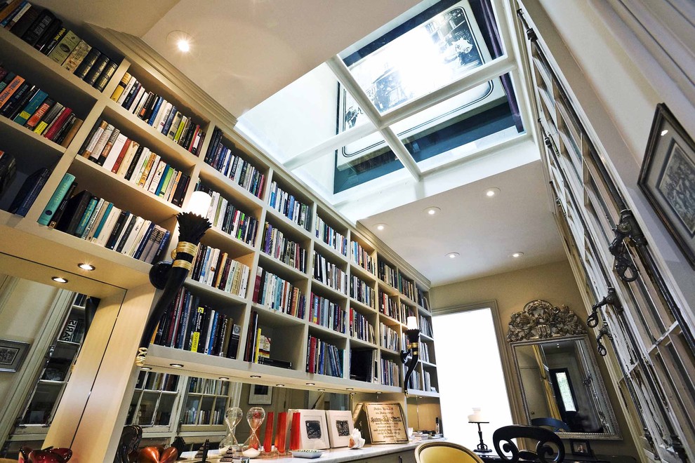This is an example of an eclectic living room in Other with a reading nook.